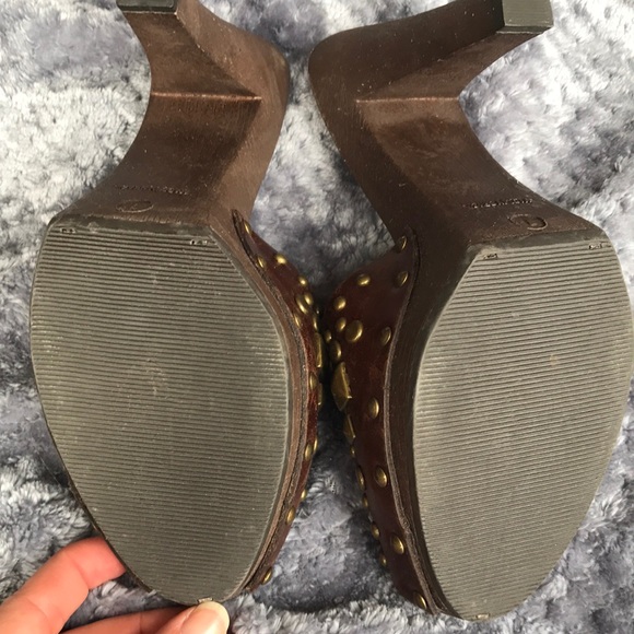 Mossimo: Brown studded open toe heels - Picture 2 of 8